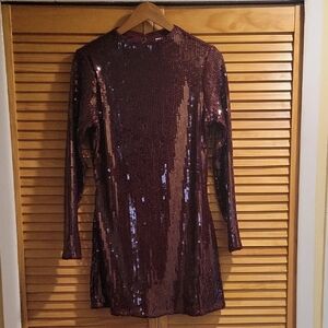 Sequin Long Sleeve Dress